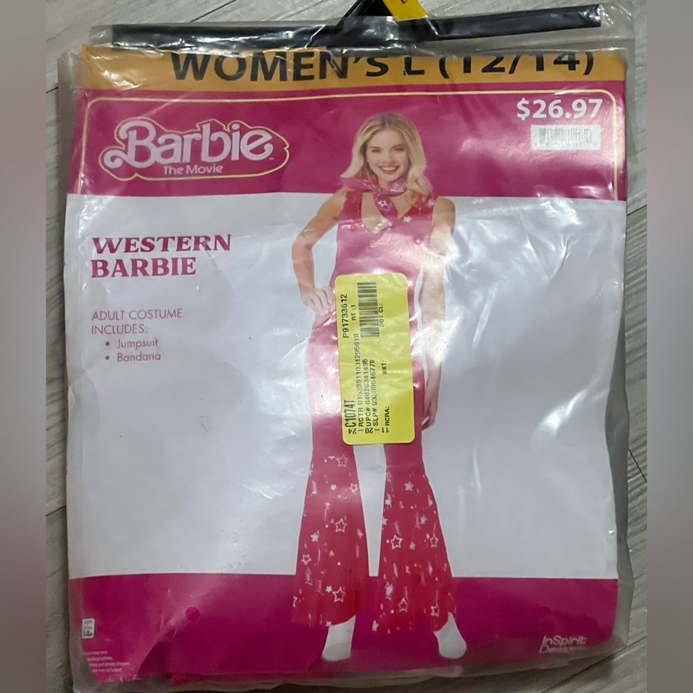 Barbie Movie Barbie Cowgirl Adult Costume NEW size small and large - Picture 4 of 4